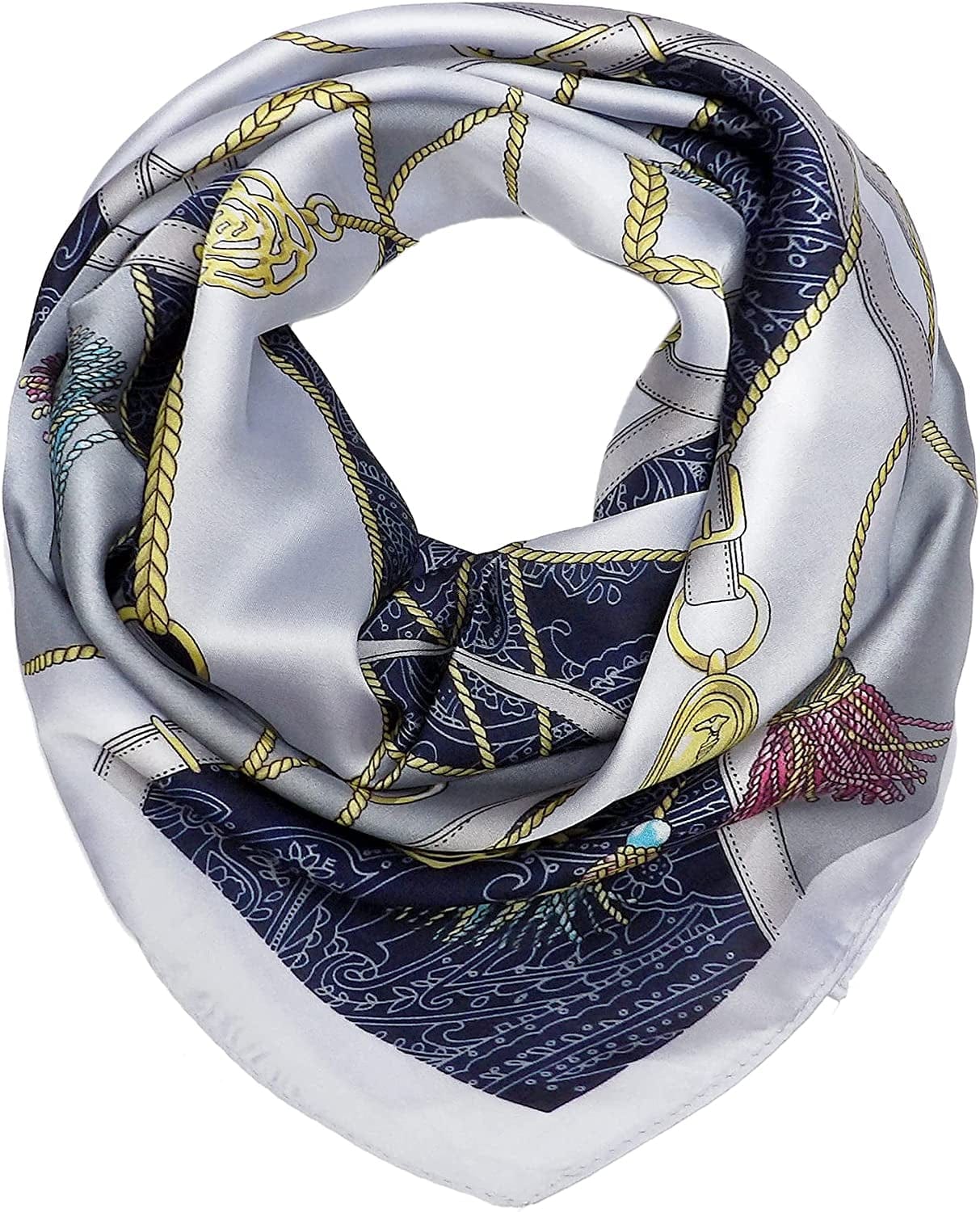 27.5'' Silk Feeling Scarf Medium Square Satin Head Neck Scarf for Women Hair Sleeping at Night Apparel & Accessories > Clothing Accessories > Headwear Wealish 10-grey  
