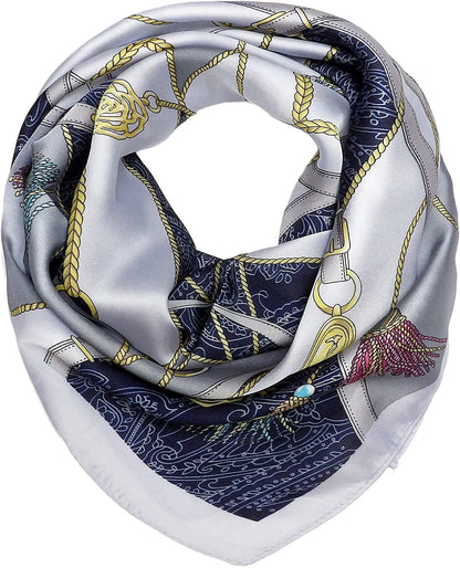 27.5'' Silk Feeling Scarf Medium Square Satin Head Neck Scarf for Women Hair Sleeping at Night Apparel & Accessories > Clothing Accessories > Headwear Wealish 10-grey  
