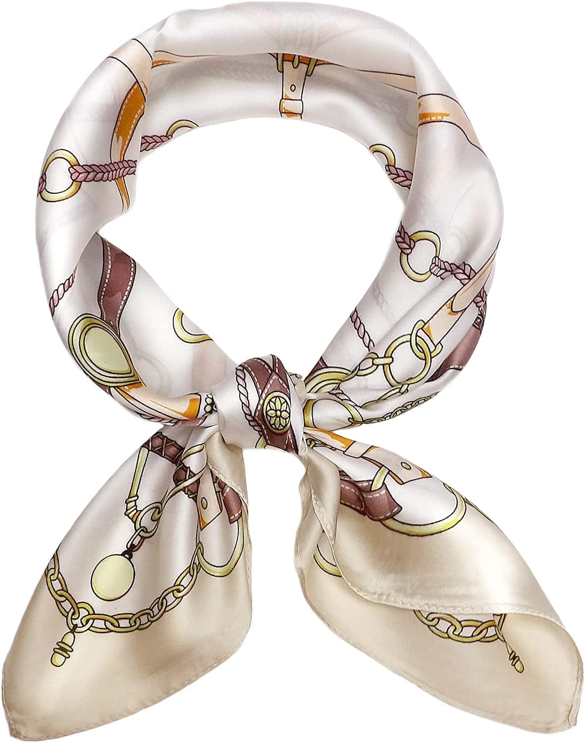 27.5'' Silk Feeling Scarf Medium Square Satin Head Neck Scarf for Women Hair Sleeping at Night Apparel & Accessories > Clothing Accessories > Headwear Wealish 17-beige  