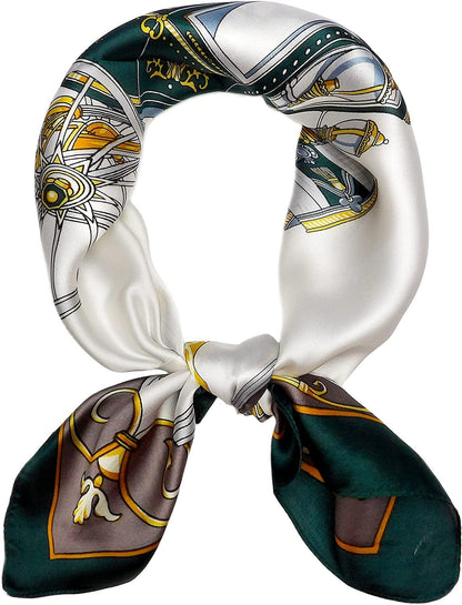 27.5'' Silk Feeling Scarf Medium Square Satin Head Neck Scarf for Women Hair Sleeping at Night Apparel & Accessories > Clothing Accessories > Headwear Wealish 20-green  