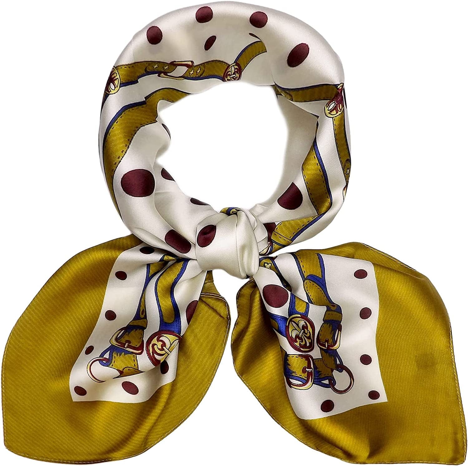 27.5'' Silk Feeling Scarf Medium Square Satin Head Neck Scarf for Women Hair Sleeping at Night Apparel & Accessories > Clothing Accessories > Headwear Wealish 23-yellow  