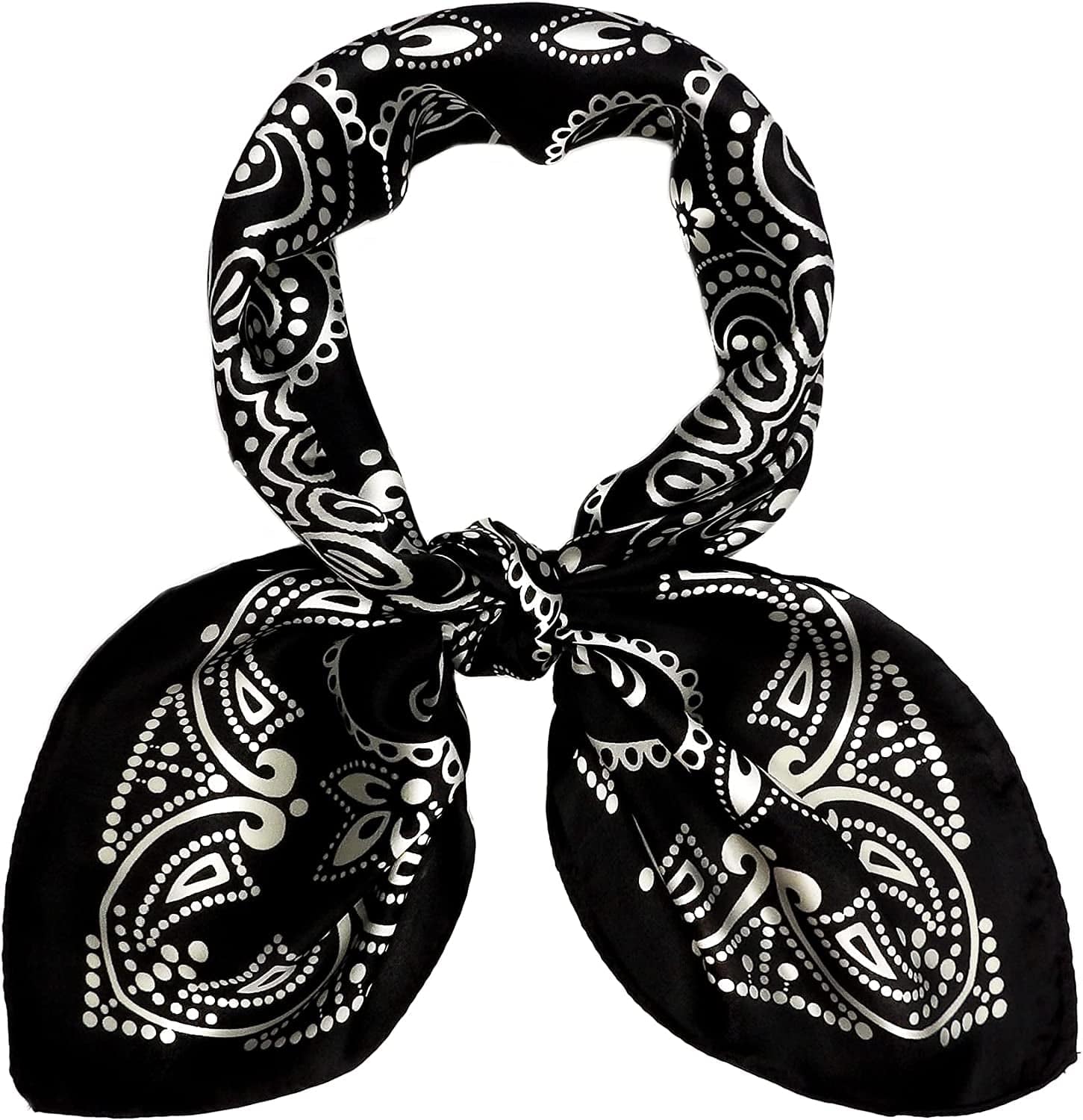 27.5'' Silk Feeling Scarf Medium Square Satin Head Neck Scarf for Women Hair Sleeping at Night Apparel & Accessories > Clothing Accessories > Headwear Wealish Yg-black  