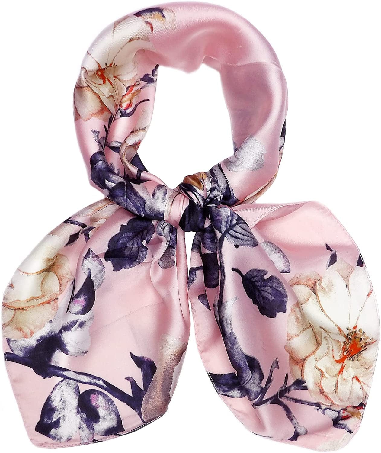 27.5'' Silk Feeling Scarf Medium Square Satin Head Neck Scarf for Women Hair Sleeping at Night Apparel & Accessories > Clothing Accessories > Headwear Wealish 15-pink  