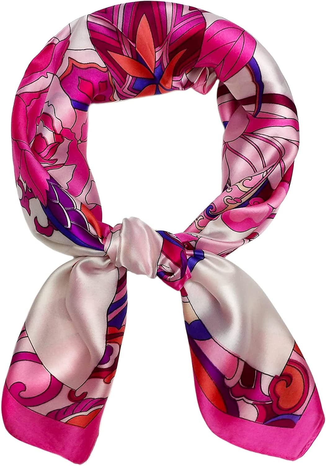 27.5'' Silk Feeling Scarf Medium Square Satin Head Neck Scarf for Women Hair Sleeping at Night Apparel & Accessories > Clothing Accessories > Headwear Wealish 16-pink  