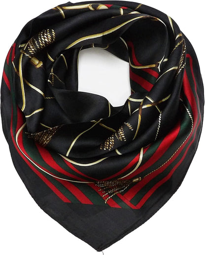 27.5'' Silk Feeling Scarf Medium Square Satin Head Neck Scarf for Women Hair Sleeping at Night Apparel & Accessories > Clothing Accessories > Headwear Wealish 14-black  