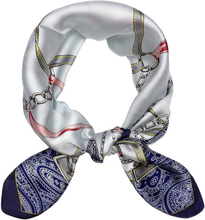27.5'' Silk Feeling Scarf Medium Square Satin Head Neck Scarf for Women Hair Sleeping at Night Apparel & Accessories > Clothing Accessories > Headwear Wealish 11-blue  