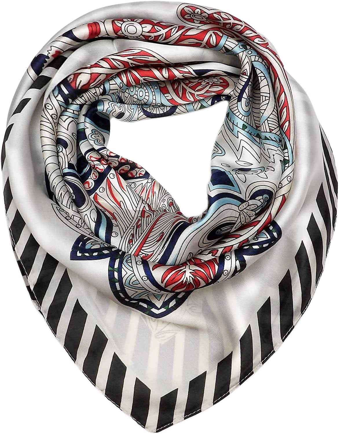 27.5'' Silk Feeling Scarf Medium Square Satin Head Neck Scarf for Women Hair Sleeping at Night Apparel & Accessories > Clothing Accessories > Headwear Wealish 13-white  