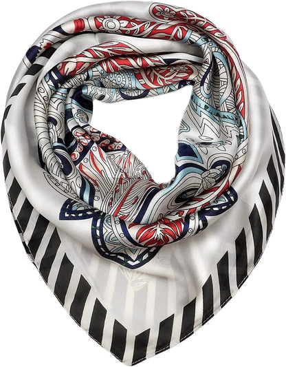 27.5'' Silk Feeling Scarf Medium Square Satin Head Neck Scarf for Women Hair Sleeping at Night Apparel & Accessories > Clothing Accessories > Headwear Wealish 13-white  
