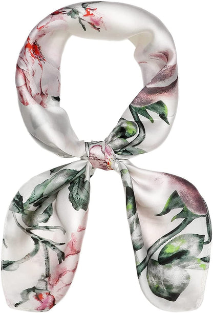 27.5'' Silk Feeling Scarf Medium Square Satin Head Neck Scarf for Women Hair Sleeping at Night Apparel & Accessories > Clothing Accessories > Headwear Wealish 15-white  