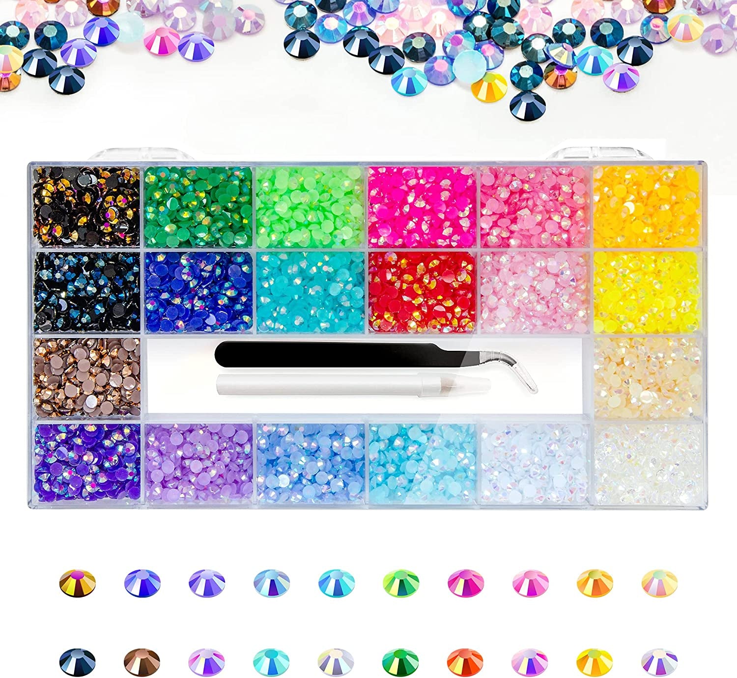 Molisaka Black Nail Art Rhinestones, Glass Flat Back Rhinestones for Nails Decorations, Bling Crystals Nail Gems for Nail Design, 3D Nail Jewels Set with Rhinestone Picker Tools (2320Pcs) Health & Beauty > Personal Care > Cosmetics > Cosmetic Tools > Nail Tools Molisaka 5mm Resin Rhinestones  
