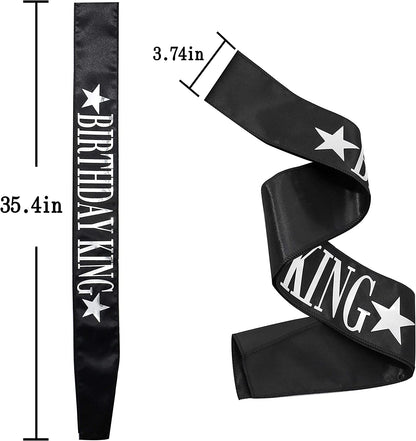 Birthday King Sash and King'S Crown, Birthday Gifts for Men'S Birthday Party Decoration （Black） Apparel & Accessories > Clothing Accessories > Sashes ANWNK   