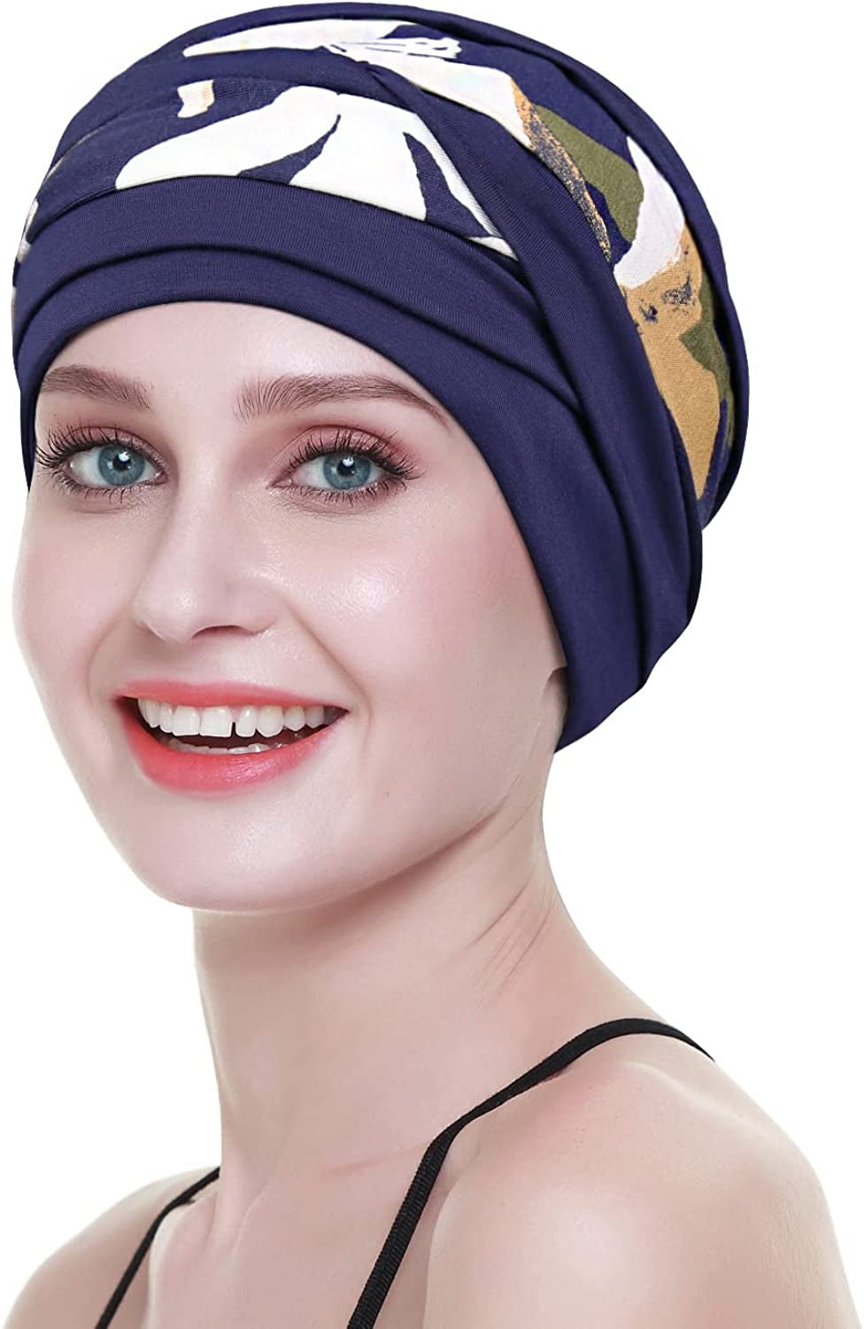 Slip-On Lightweight Chemo Turbans for Women Hair Loss-Breathable Bamboo Apparel & Accessories > Clothing Accessories > Headwear FocusCare Navy Blue  