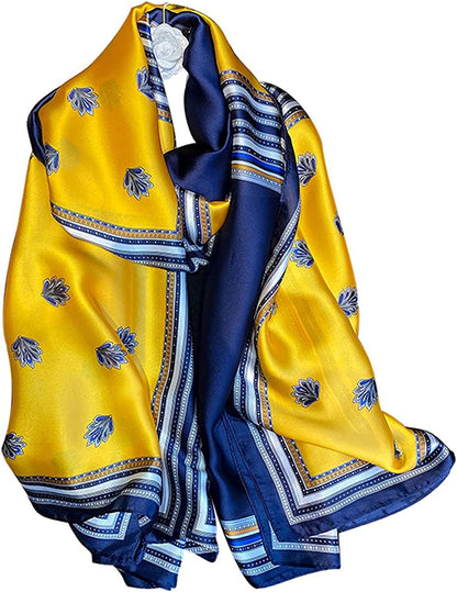 Fashion Scarves 100% Silk Felling Scarf Long Lightweight Sunscreen Shawls Wrap for Women Hair Scarves Apparel & Accessories > Clothing Accessories > Scarves & Shawls Aufeel Db Yellow  