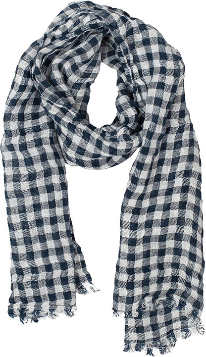 Lusie'S Linen Scarf - 100% Linen - Imported from Europe Apparel & Accessories > Clothing Accessories > Scarves & Shawls LUSIE'S LINEN Blue and White Checks  