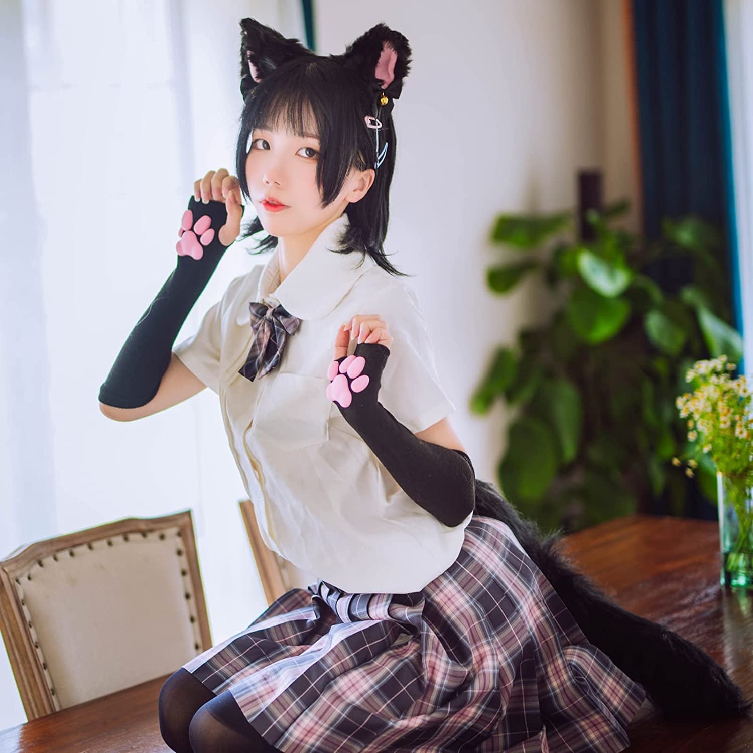 Cute Cat Paw Mittens Gloves, Kawaii Cat Cosplay Kawaii Soft 3D Toes Beans Fingerless Cat Claw Paws Pad Sleeve Apparel & Accessories > Clothing Accessories > Gloves & Mittens HOMEGYMFREE   