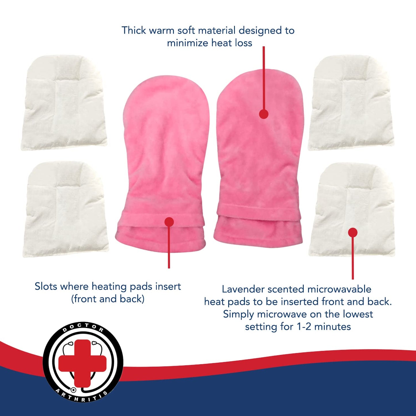 Doctor Developed Heat Therapy Arthritis Gloves / Heated Arthritis Mittens / Hand Warmers, Microwavable & Doctor Written Handbook (Lavender Scented & Universally Sized. 1 Pair) (Pink) Apparel & Accessories > Clothing Accessories > Gloves & Mittens Dr. Arthritis   