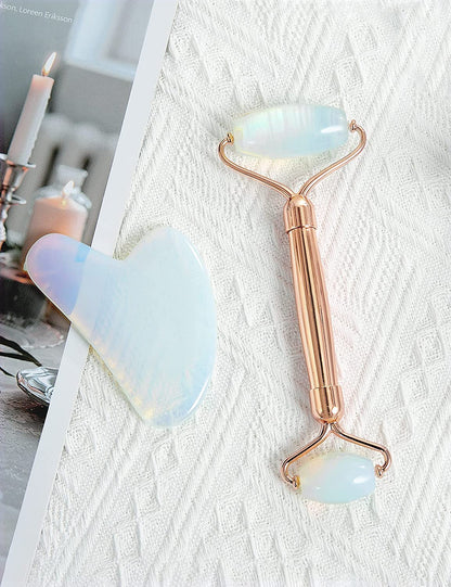 Gua Sha Jade Roller,Rose Quartz Face Roller Skin Care Tools,Beauty Facial Massager,Eye Roller for Puffy Eyes,Self Care Gifts for Women,Hanabee Skincare Sets & Kits (Moonstone) Health & Beauty > Personal Care > Cosmetics > Cosmetic Tools > Skin Care Tools HANABEE   