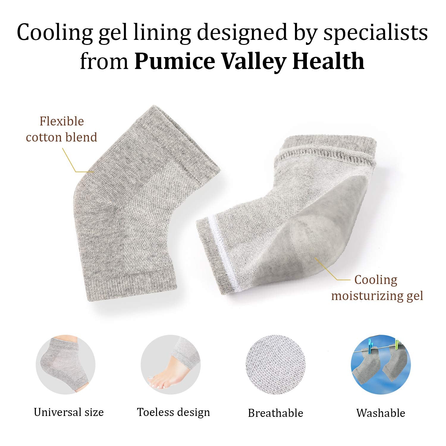 Pumice Stone for Feet & Moisturizing Heel Sleeves - Natural Lava Foot Stone Callus Removing Set - Cracked Heel Treatment - Foot Care Kit for Dry Cracked Feet Body Hands (Brown) (Brown) Health & Beauty > Personal Care > Foot Care Pumice Valley   