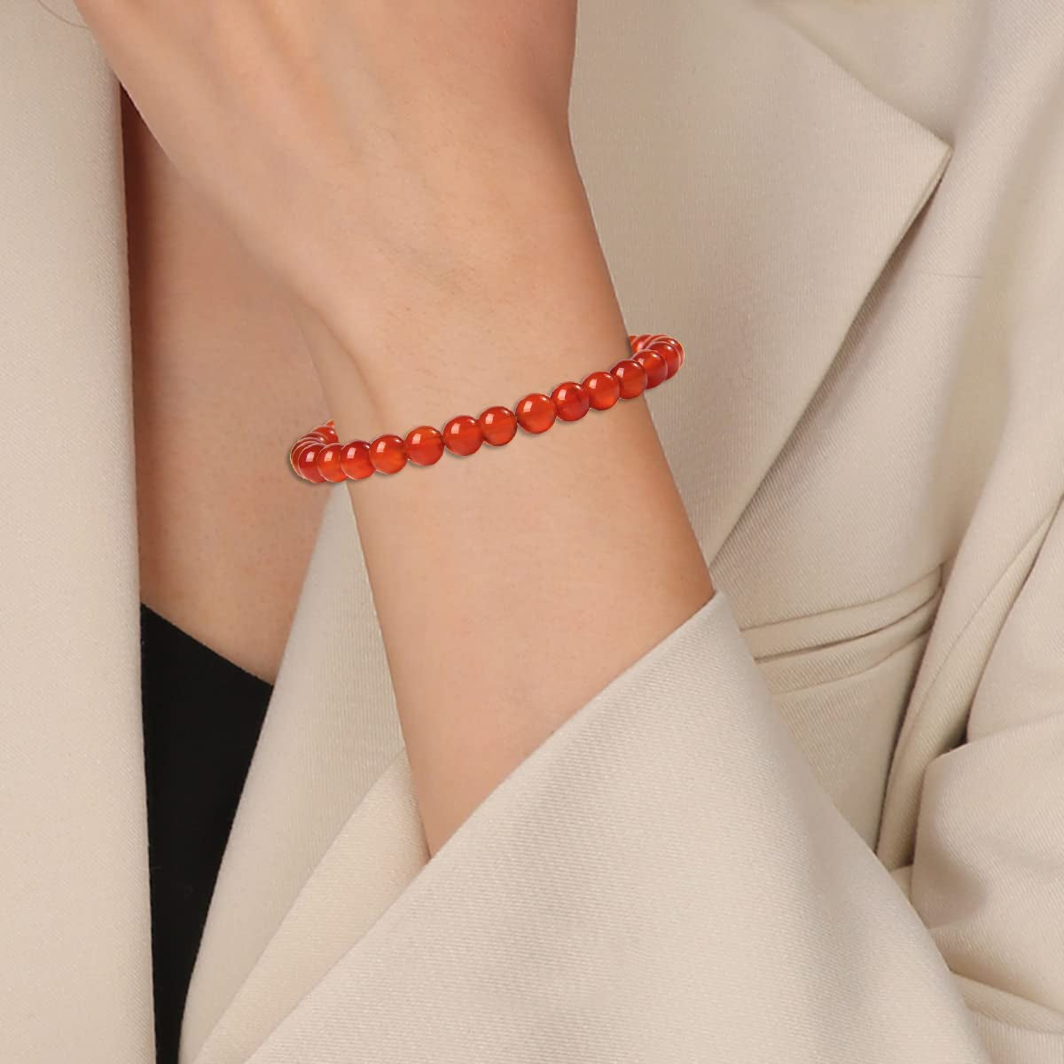 Svovin 12Pcs Gemstone 6Mm Semi Precious round Beaded Bracelet Set for Women Men Girl Healing Crystal Stretch Energy Stone Bead Bracelets Jewelry Apparel & Accessories > Jewelry > Bracelets Svovin   
