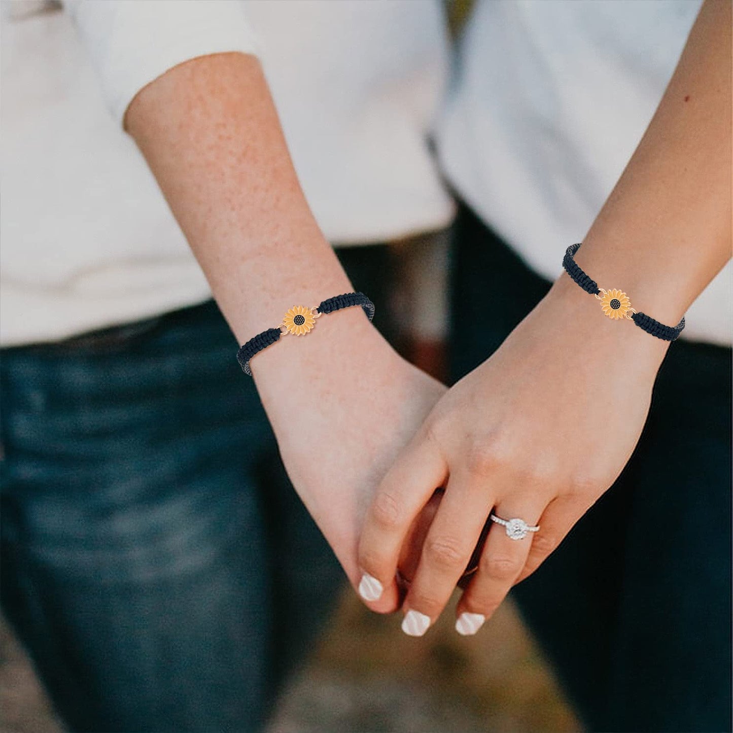 Sunflower Bracelet Anklet Pinky Promise Friendship Adjustable Bracelet Anklet Sunflower Best Gifts for Best Friends Couple Family Apparel & Accessories > Jewelry > Anklets iDIMSON   