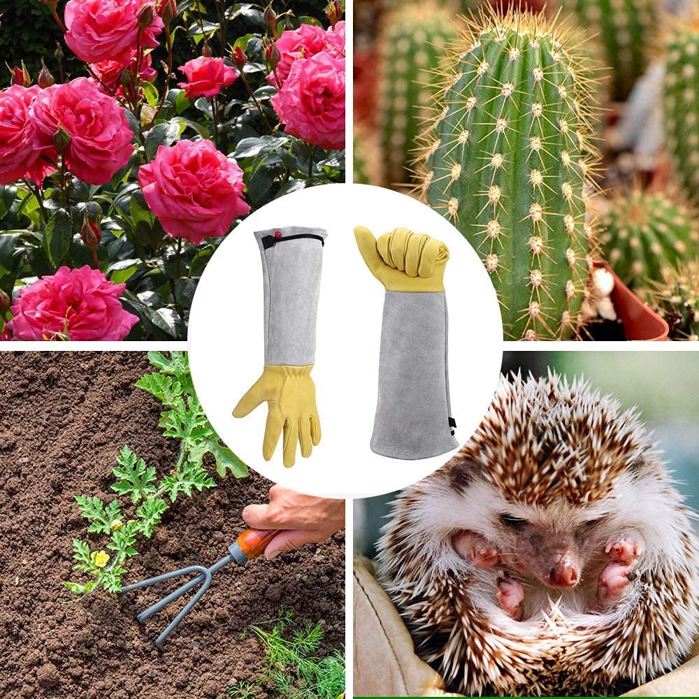 Supersfel Gardening Gloves for Women/Men, Rose Pruning Thorn-Proof Gloves, with Adjustable Cuff and Durable Goatskin Leather, Comfy Breathable Long Sleeve Work Garden Gauntlet Gloves for Yard Work(M) Apparel & Accessories > Clothing Accessories > Gloves & Mittens Supersfel   
