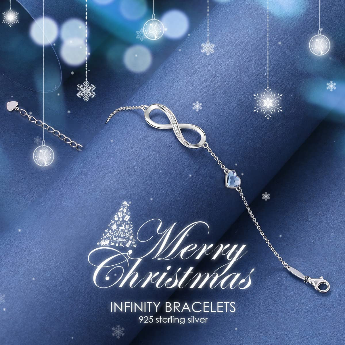 CDE Infinity Heart Symbol Charm Bracelet for Women Stainless Steel 925 Sterling Silver Adjustable Christmas Jewelry Gift Birthday Gifts for Women Mom Wife Girls Her Apparel & Accessories > Jewelry > Bracelets CDE   