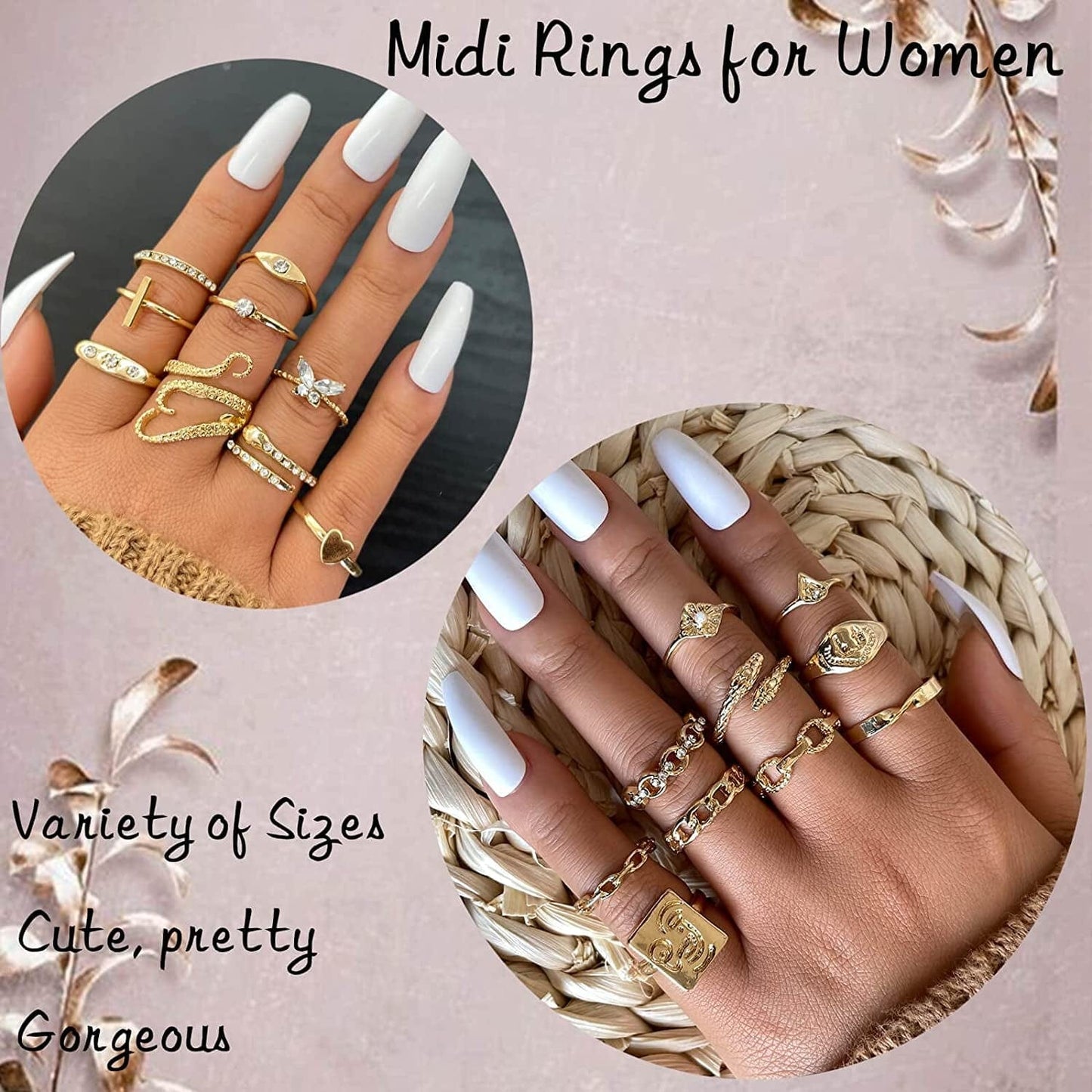 28-60Pcs Gold Ring Sets for Teens Girls, Boho Crystal Women'S Stacking Rings Pack, Stackable Knuckle Finger Mood Rings Sets