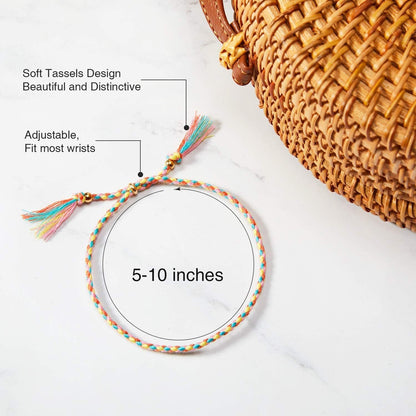 28 Pieces Woven Wrap Friendship Bracelets Handmade Braided Friendship Bracelet Adjustable Colorful Beaded Bracelet Apparel & Accessories > Jewelry > Bracelets Hicarer   