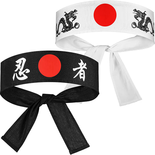 SATINIOR Bushido Hachimaki Headband 2 Pieces Samurai Japanese Headband Dragon Sushi Chef Bandana Tie on Costume Headwear for Karate about 96 X 6 Cm/ 37.8 X 2.36 Inches Apparel & Accessories > Clothing Accessories > Bandanas & Headties SATINIOR   
