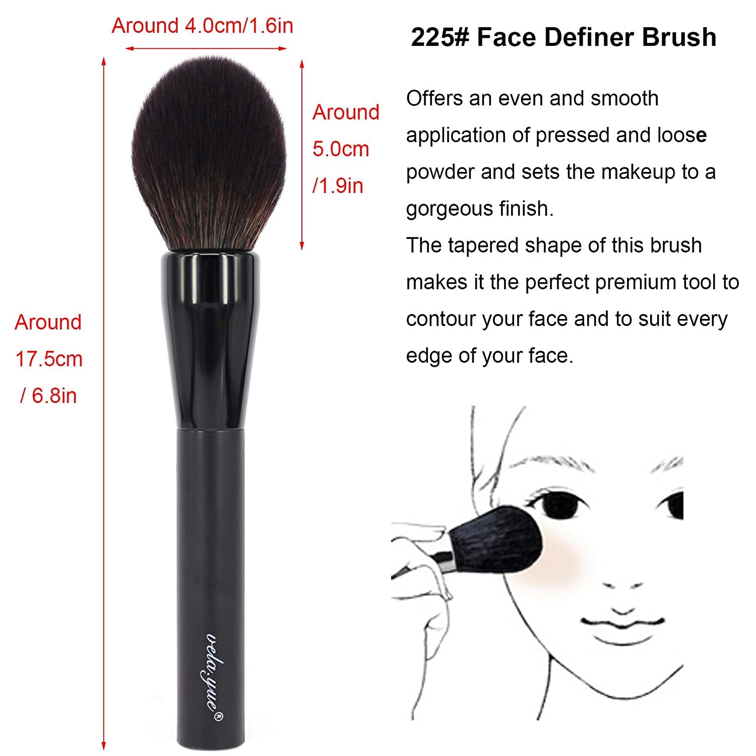 Vela.Yue Tapered Powder Brush Precision Face Blusher Bronzer Highlight Makeup Beauty Tool Health & Beauty > Personal Care > Cosmetics > Cosmetic Tools > Makeup Tools Vela.Yue   