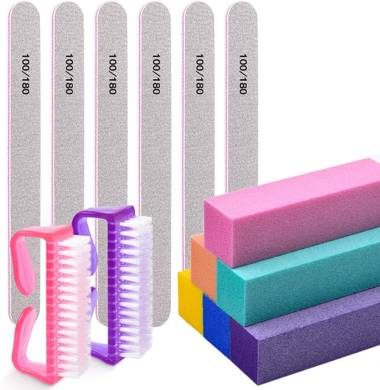 Nail Files and Buffers,Morgles Professional Manicure Tools 6Pcs Rectangular Nail Buffer Blocks 6Pcs 100/180 Grit Nail File 2Pcs Brush for Natural Acrylic Nails,14-Pack(Multi-Colored) Health & Beauty > Personal Care > Cosmetics > Cosmetic Tools > Nail Tools MORGLES   