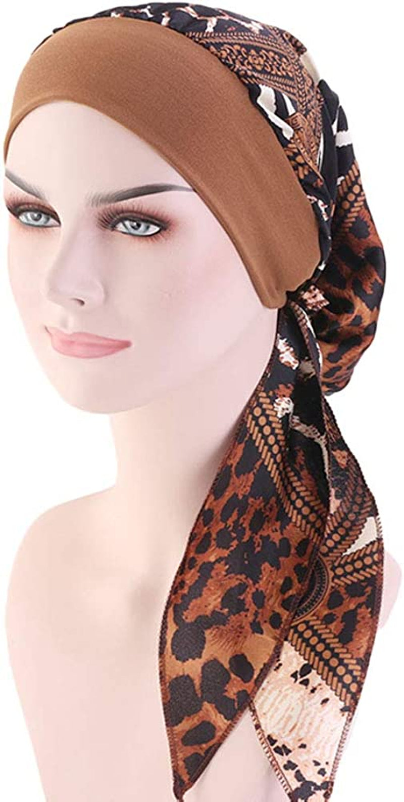 CCCHO Women Vintage Silky Turbans Bonnet Elastic Wide Band Multifunction Printing Hat Chemo Hair Loss Cap Apparel & Accessories > Clothing Accessories > Headwear CCCHO   