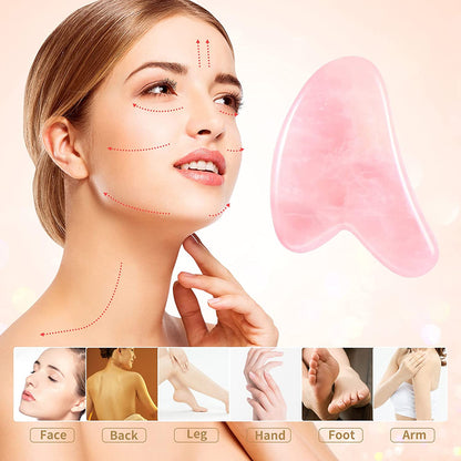 Guasha Tool for Face, Jade Roller and Gua Sha Set, Pink Facial Roller Skin Care Tool, for Face, Eye Massage (Rose Quartz) Health & Beauty > Personal Care > Cosmetics > Cosmetic Tools > Skin Care Tools MUSTHEO   