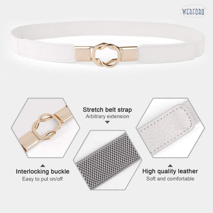 Women Skinny Belt for Dresses Retro Stretch Ladies Waist Belt plus Size Set of 4 Apparel & Accessories > Clothing Accessories > Belts WERFORU   