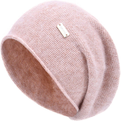 Jaxmonoy Cashmere Slouchy Knit Beanie Hat for Women Winter Soft Warm Ladies Wool Knitted Skull Beanies Cap Apparel & Accessories > Clothing Accessories > Hats jaxmonoy Pink  