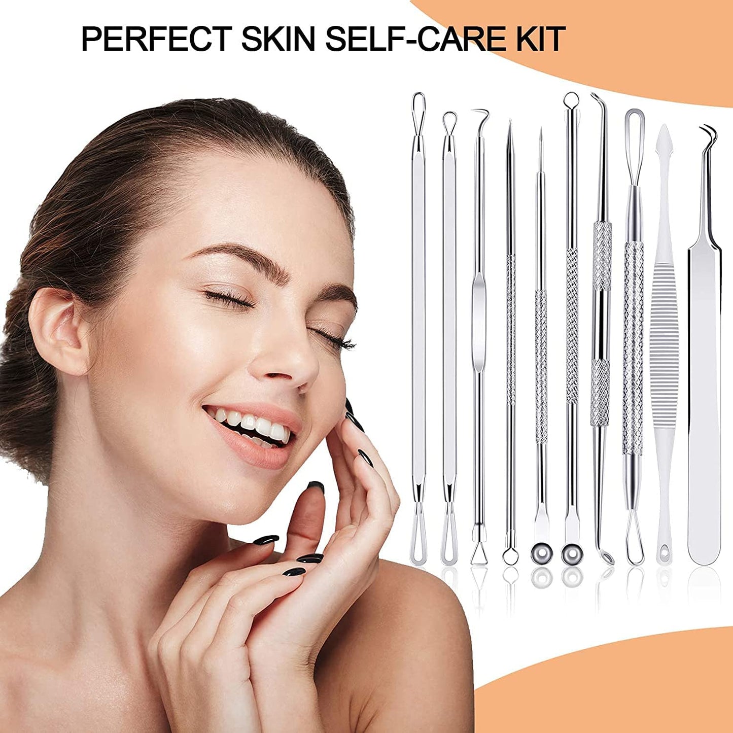 Black Head Remover Pimple Popper Tool Kit 10 Pcs, Comedone Pimple Extractor Tool, Acne Kit for Blackhead, Whitehead Popping, Zit Removing(Silver) Health & Beauty > Personal Care > Cosmetics > Cosmetic Tools > Skin Care Tools MENOLY   