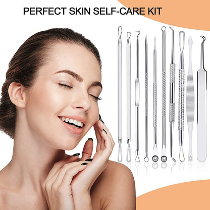 Black Head Remover Pimple Popper Tool Kit 10 Pcs, Comedone Pimple Extractor Tool, Acne Kit for Blackhead, Whitehead Popping, Zit Removing(Silver) Health & Beauty > Personal Care > Cosmetics > Cosmetic Tools > Skin Care Tools MENOLY   