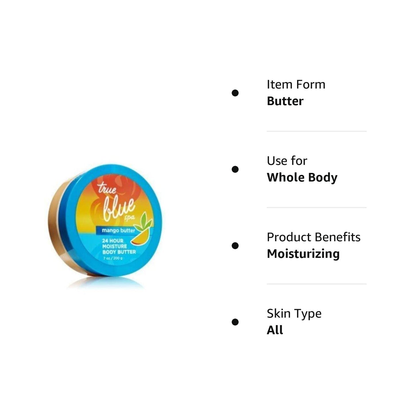 Bath and Body Works True Blue Spa 24 Hour Moisture Mango Body Butter 7 Ounce Health & Beauty > Personal Care > Cosmetics > Bath & Body Bath & Body Works   