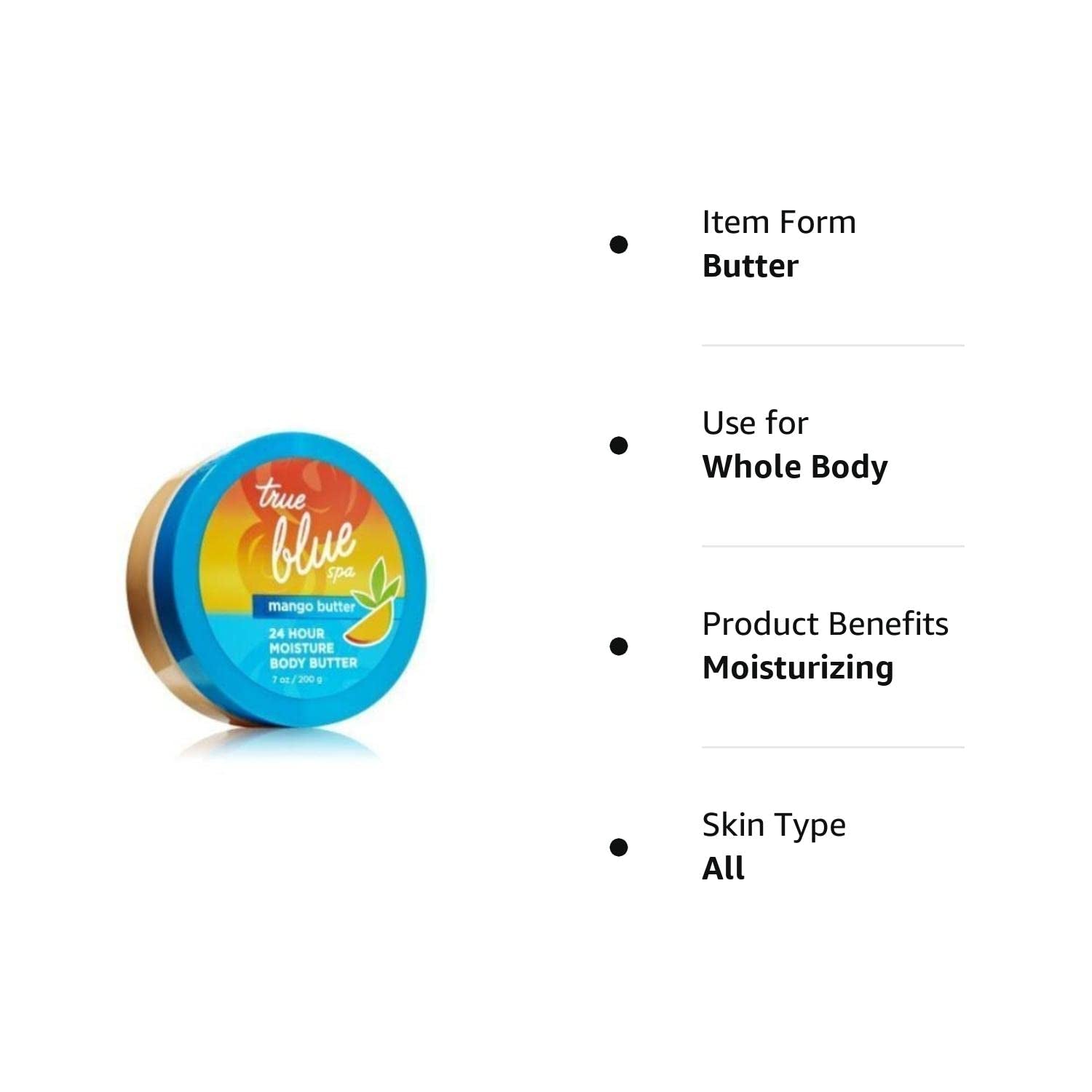 Bath and Body Works True Blue Spa 24 Hour Moisture Mango Body Butter 7 Ounce Health & Beauty > Personal Care > Cosmetics > Bath & Body Bath & Body Works   