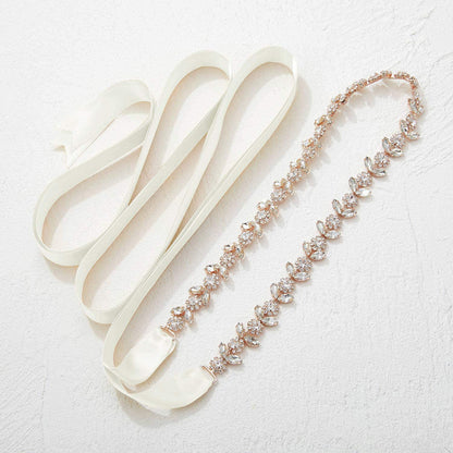SWEETV Rhinestone Bridal Belt Bridesmaid Sash Crystal Headband Wedding Belt Women Dress Accessories Apparel & Accessories > Clothing Accessories > Belts SWEETV   