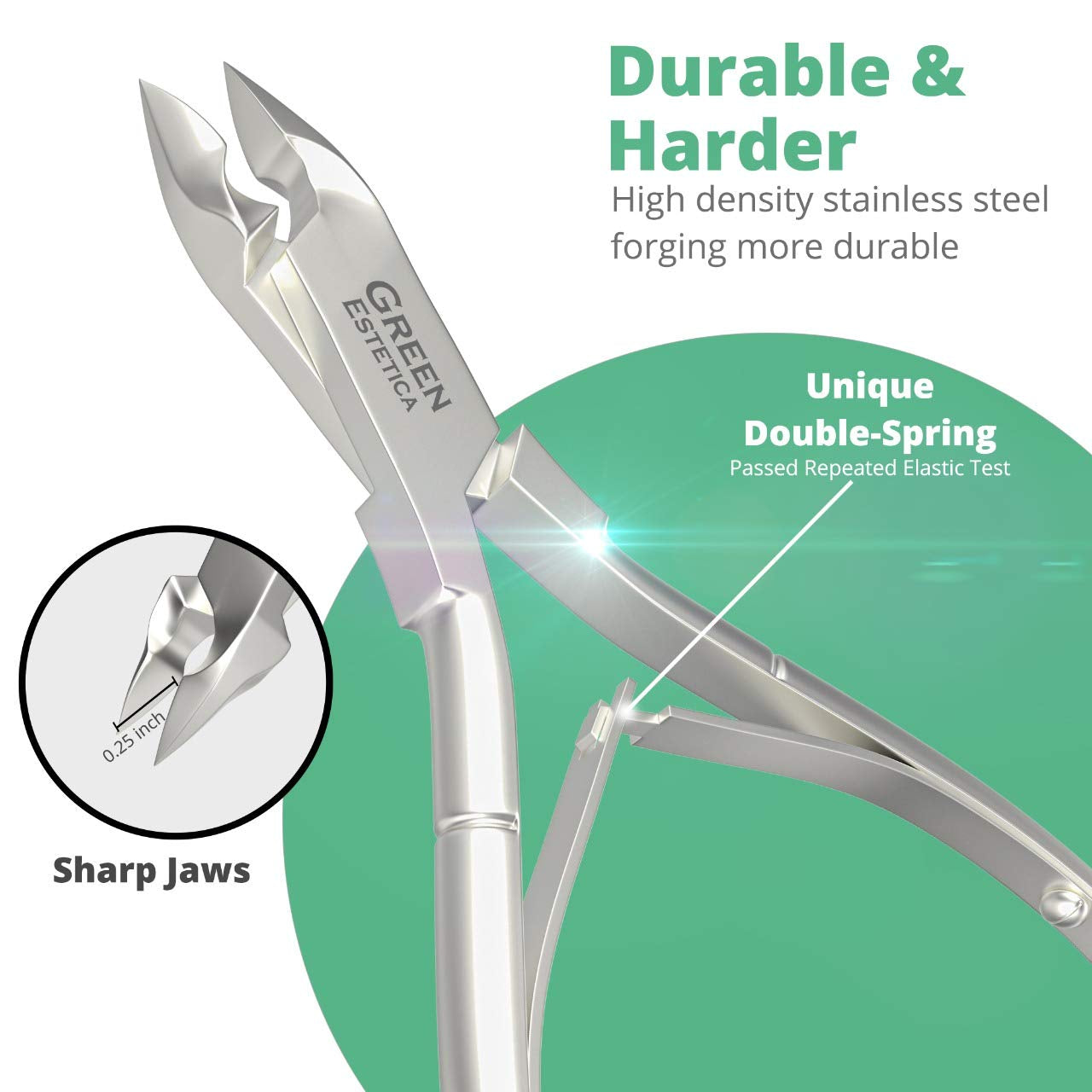 Nail Cuticle Trimmer Professional Cuticle Cutter Stainless Steel Cuticle Nippers with Sharp Blades and Double Spring Cuticle Clippers for Nail Care Pedicure Manicure Nail Tools (Silver) Health & Beauty > Personal Care > Cosmetics > Cosmetic Tools > Nail Tools GREEN ESTETICA   