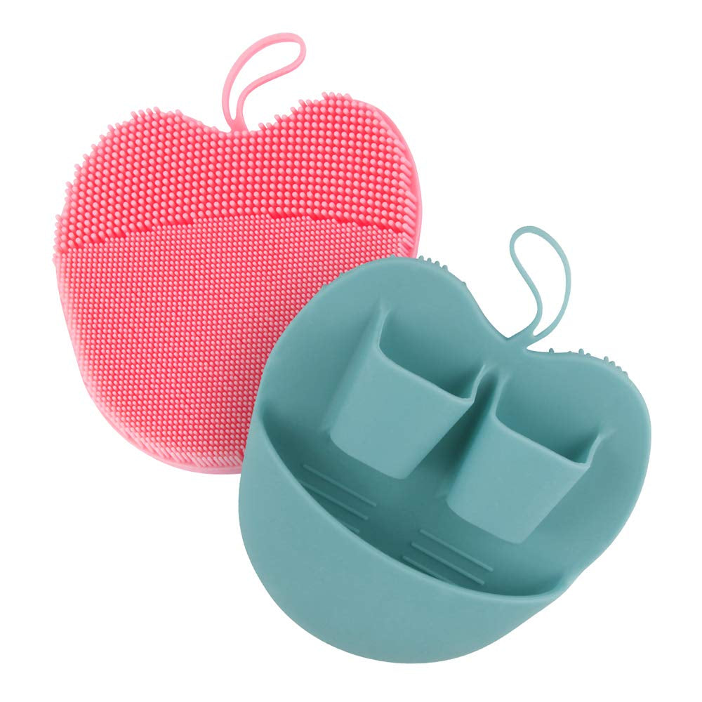 INNERNEED Super Soft Silicone Face Cleanser and Massager Brush Manual Facial Cleansing Brush Handheld Mat Scrubber for Sensitive, Delicate, Dry Skin (Pack of 4) Health & Beauty > Personal Care > Cosmetics > Cosmetic Tools > Skin Care Tools INNERNEED Dark Green+rose  