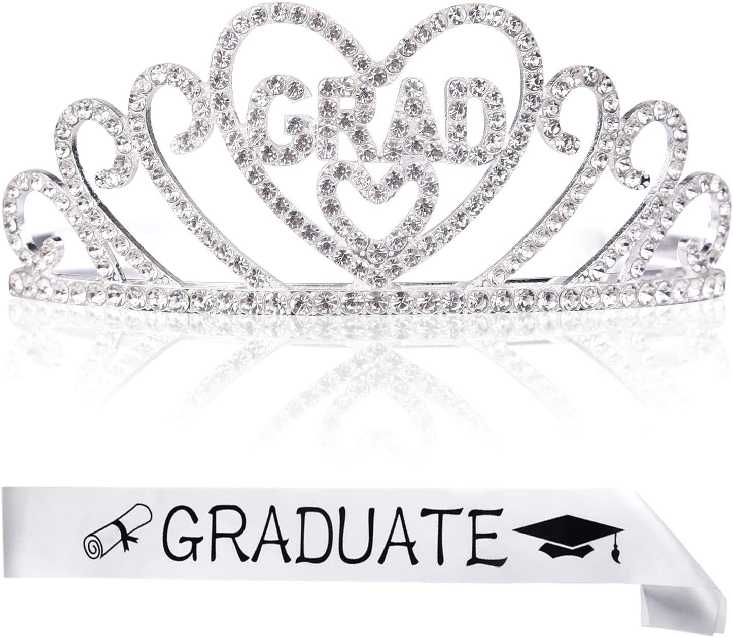 FEPITO 1Pcs Graduation Princess Grad Tiara and 1Pcs Graduated Sash for Grad Party Gift Idea Graduation Party Decorations Apparel & Accessories > Clothing Accessories > Sashes FEPITO   