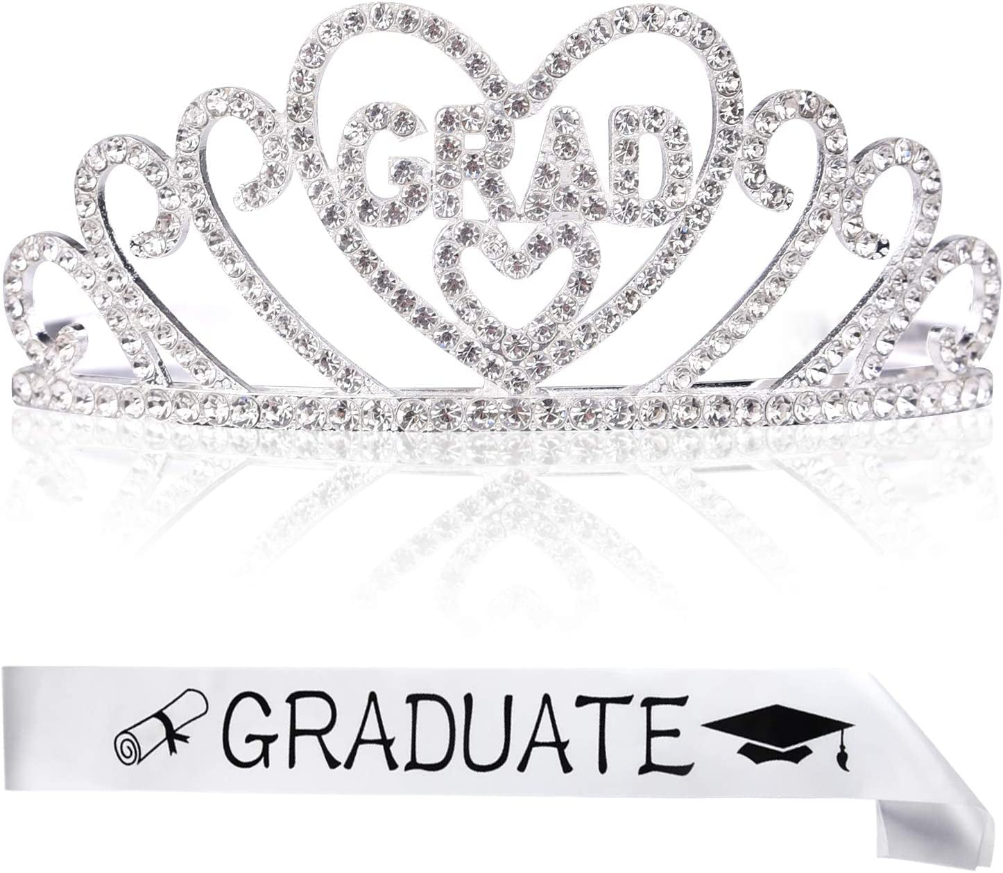 FEPITO 1Pcs Graduation Princess Grad Tiara and 1Pcs Graduated Sash for Grad Party Gift Idea Graduation Party Decorations Apparel & Accessories > Clothing Accessories > Sashes FEPITO   