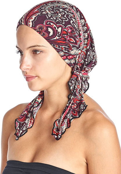 Ashford & Brooks Pre Tied Bandana Turban Chemo Head Scarf Sleep Hair Cover Hat Apparel & Accessories > Clothing Accessories > Bandanas & Headties Ashford & Brooks Paisley Wine One Size 