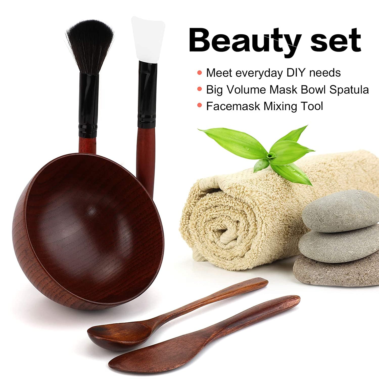 MWOOT DIY Facial Mask Bowl Set, 5-Pack DIY Clay Mask Mixing Kit with Brushes and Bowl, Mask Mixing Tools for Mixing Clay Mask DIY - Brown Health & Beauty > Personal Care > Cosmetics > Cosmetic Tools > Skin Care Tools MWOOT   