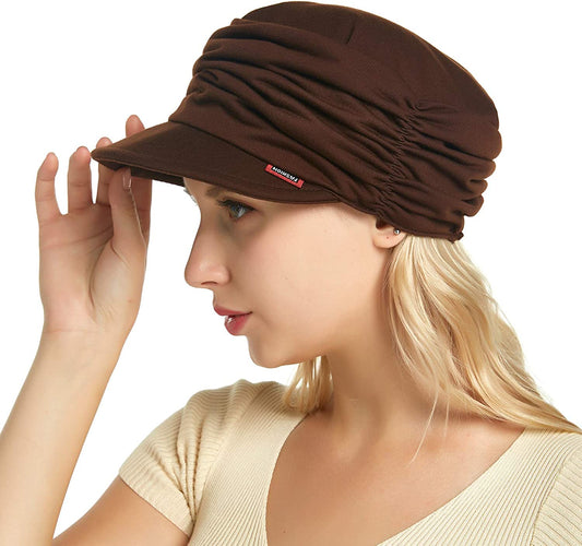 Auemdrey Fashion Hat Cap with Brim Visor for Woman Ladies, Best for Daily Use Apparel & Accessories > Clothing Accessories > Hats Auemdrey Medium Brown  