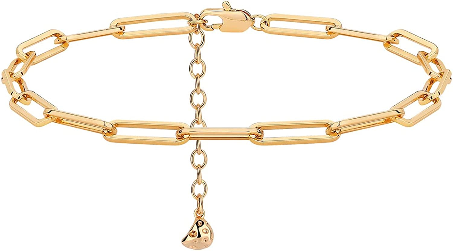 Mevecco Gold Evil Eye Charm Anklet,14K Gold Plated Boho Beach Dainty Cute Tiny Lucky Star Foot Chain Ankle Bracelet Silver Beaded Chain Anklet for Women Apparel & Accessories > Jewelry > Anklets MEVECCO Paperclip M  