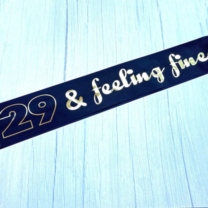 29 and Feeling Fine Birthday Sash, 29Th Golden Birthday Sash Gifts for Women and Men, It'S My 29Th Birthday Black and Gold Sash, 29Th Birthday Decorations and Supplies Apparel & Accessories > Clothing Accessories > Sashes Emma's Outlets   