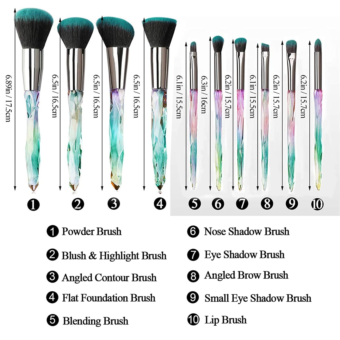 Kingtree Makeup Brush Set 10 PCS Crystal Makeup Brushes, Premium Synthetic Bristles Powder Foundation Blush Concealer Eye Shadow Eyeliner Eyebrow Brushes for Girls Ideal Beauty Tool for Women Health & Beauty > Personal Care > Cosmetics > Cosmetic Tools > Makeup Tools Kingtree   
